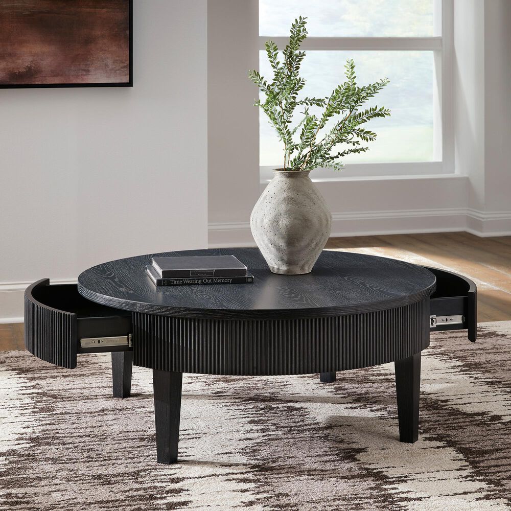 Ashley Marstream 2-Drawer Cocktail Table in Dark Charcoal Black, , large