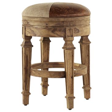 Maple and Jade 25" Rustic Wood Counter Stool in Brown, , large