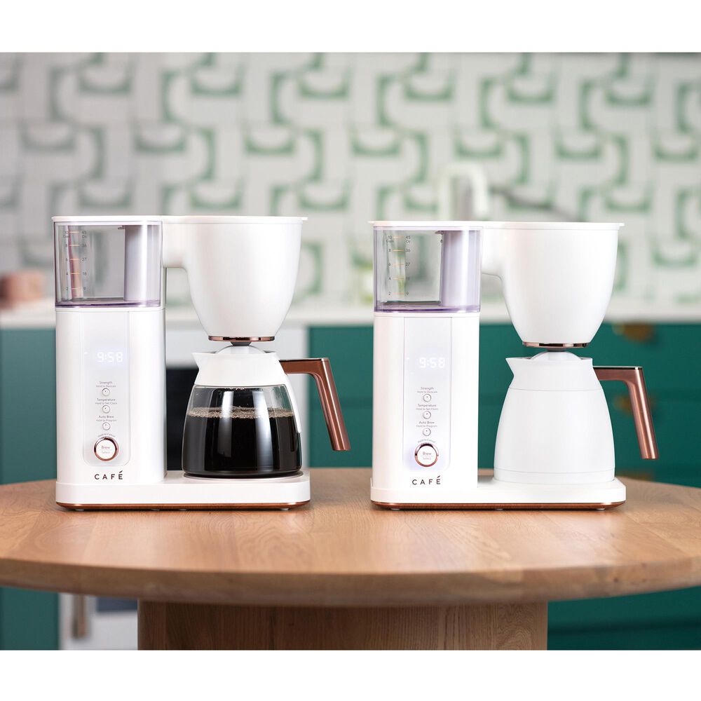 Cafe Specialty Drip Coffee Maker with Glass Carafe in Matte White, , large