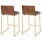Lumisource Mason Mara Counter Stool with Black Cushion in Gold and Walnut (Set of 2), , large