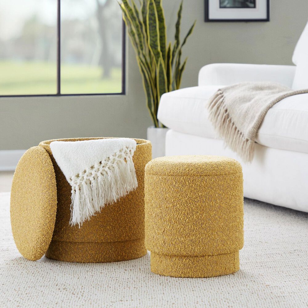 Lumisource Marla 2-Piece Upholstered Ottoman Set in Yellow, , large