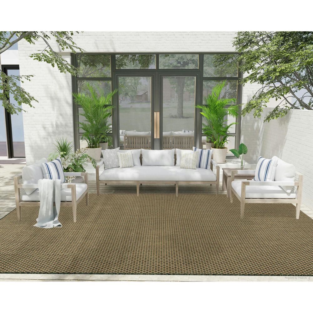 Nourison Courtyard Green 9&#39; x 12&#39; Indoor/Outdoor Area Rug, , large
