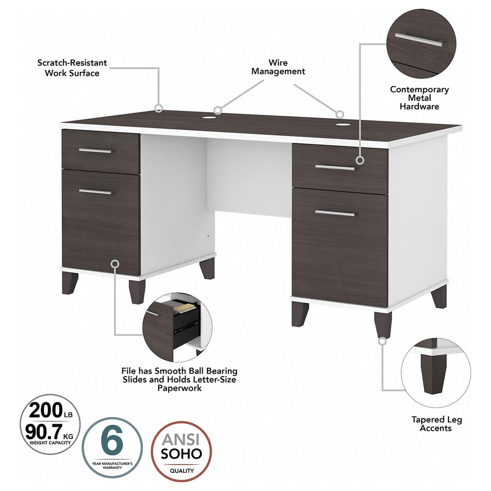 Bush Somerset 3 Piece Office Desk Set in Storm Gray/White, , large