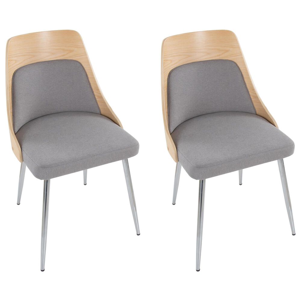 Lumisource Anabelle Side Chair with Grey Cushion in Chrome and Natural &#40;Set of 2&#41;, , large