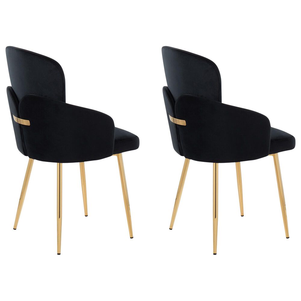 Lumisource Dahlia Dining Arm Chair with Black Velvet Cushion in Gold &#40;Set of 2&#41;, , large