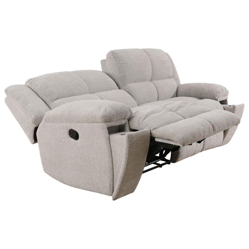 Simeon Collection Buster Manual Dual Reclining Sofa in Opal Taupe Velvet, , large
