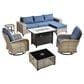 HOMLUX 9-Piece All-weather Rattan Outdoor Patio Furniture Set in Denim Blue, , large