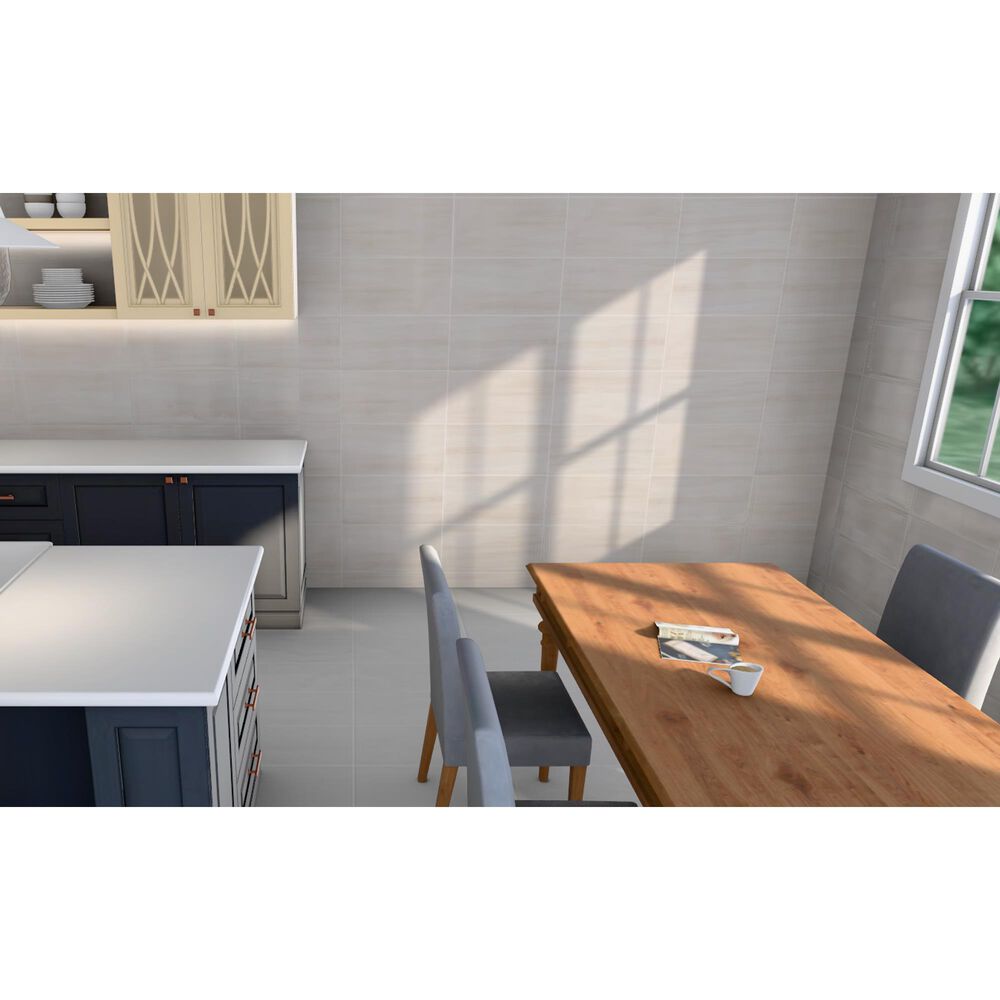 Soho Studio Zenit Bianco White 12" x 24" Travertine Look Polished Porcelain Tile, , large