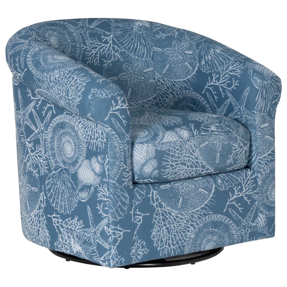 Linon Home Decor Bonnie Swivel Club Chair in Denim and White, , large