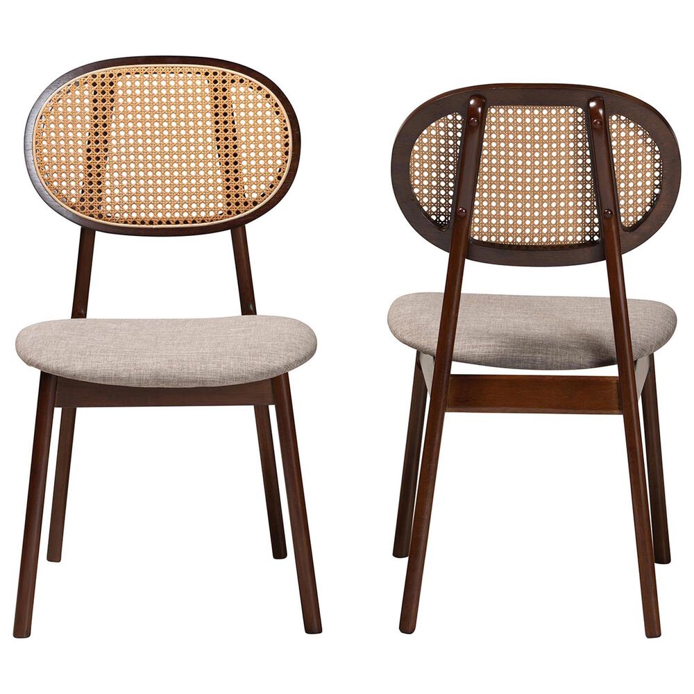 Baxton Studio Darrion Side Chair in Walnut Brown and Light Brown (Set of 2), , large