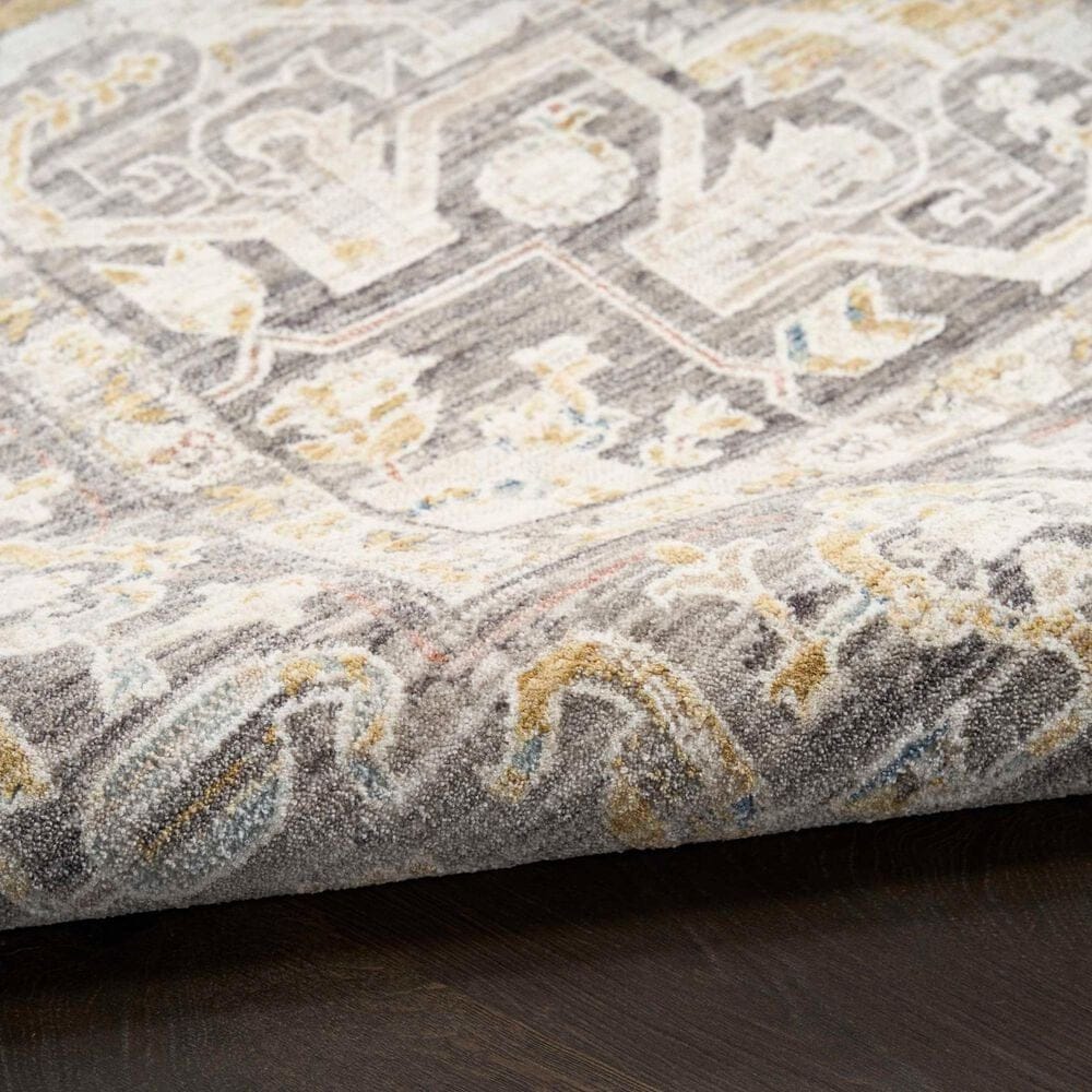 Nourison Antique Fusion Ivory and Charcoal 3'11" x 5'10" Area Rug, , large