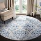 Safavieh Martha Stewart Damask 4" Round Cream and Blue Area Rug, , large