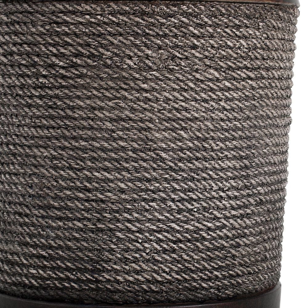 Hearth and Haven Outdoor Side Table with Braided Cord Design and Vintage Trim in Dark Brown, , large