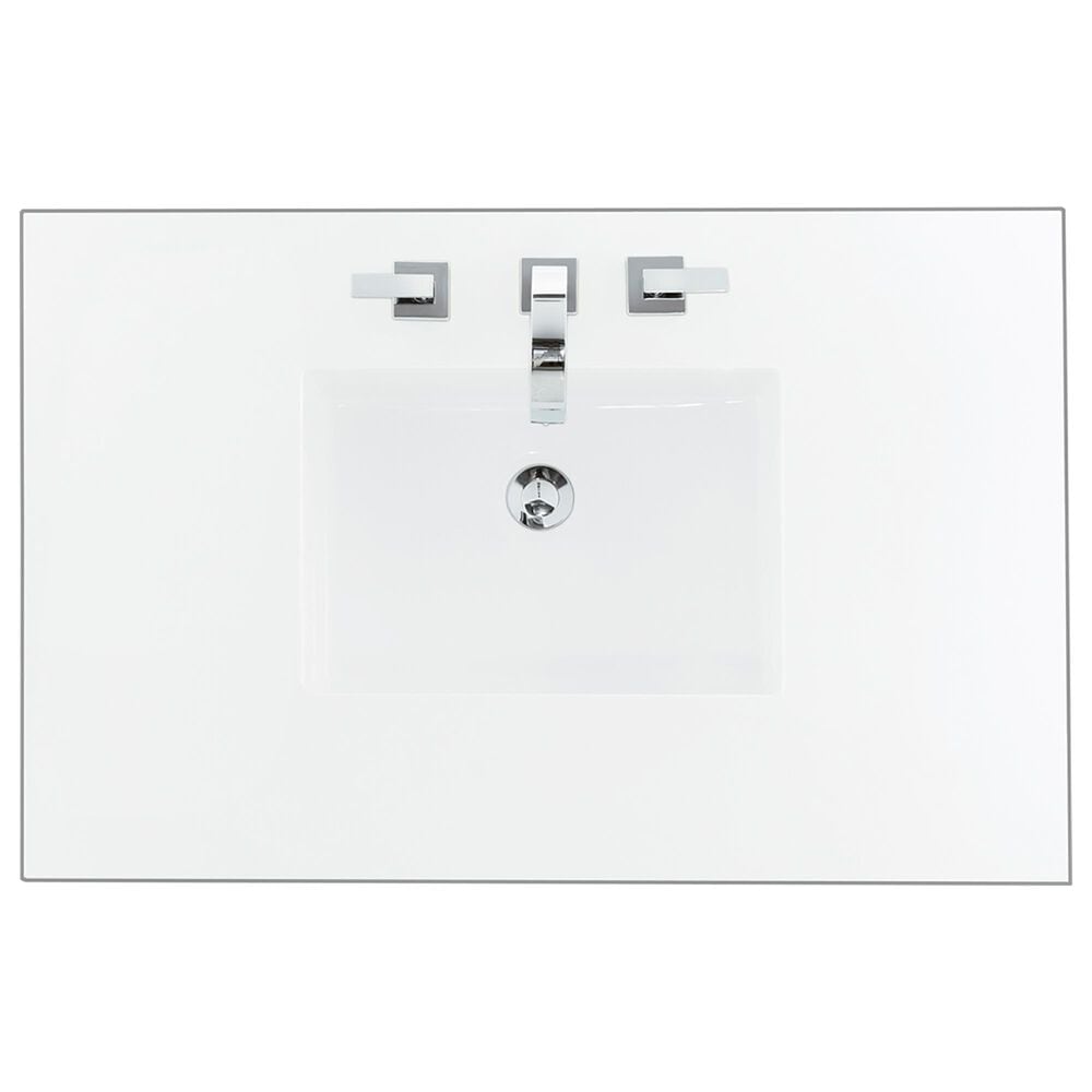James Martin Vanities Lorelai 36&quot; Single Vanity in Bright White with 3 cm White Zeus Quartz Top, , large