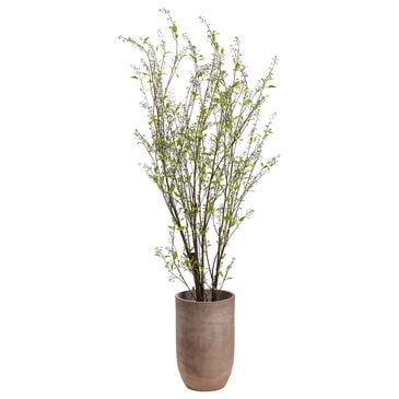 Allstate Floral 94" Artificial Berries and Leaf Tree with Cement Planter in Green and Yellow, , large