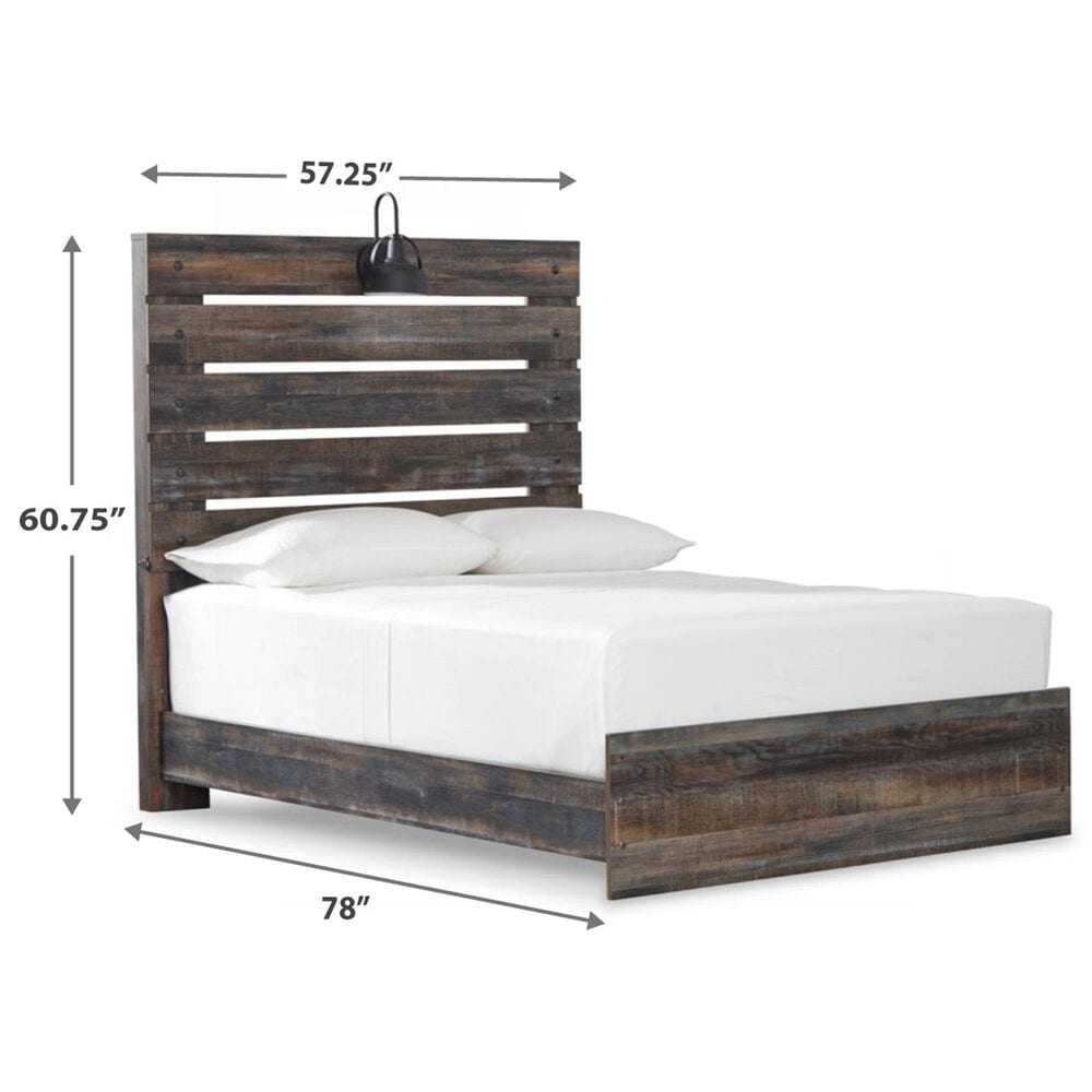 Ashley Drystan Full Panel Bed in Rustic Brown with USB Ports, , large