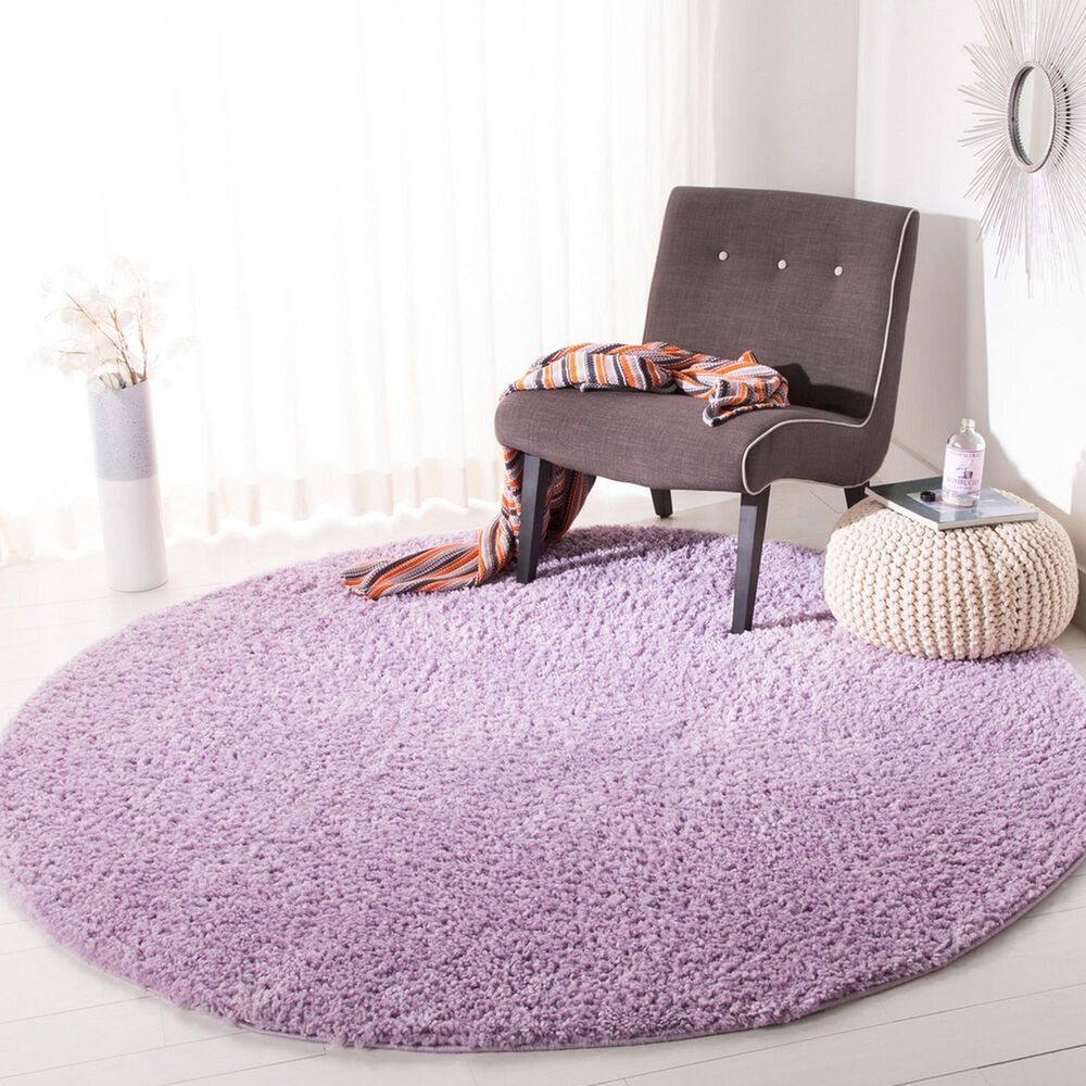 Safavieh August Shag 5&#39;3&quot; Round Lilac Area Rug, , large