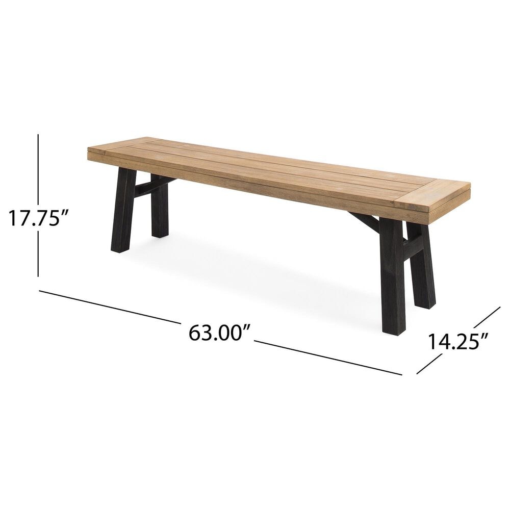 Hearth and Haven Patio Bench with Slat Panel Design in Grey and Natural, , large