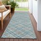 Dalyn Rug Company Soft Essentials Plaid Teal 2"3" x 7"6" Indoor/Outdoor Runner, , large