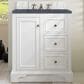 James Martin Vanities De Soto 30" Single Bathroom Vanity in Bright White with 3 cm Charcoal Soapstone Quartz Top and Rectangular Sink, , large