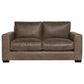 Bernhardt Dawkins Stationary Leather Loveseat in Brown, , large