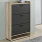 Pacific Landing Denia 3-Tier Shoe Storage Cabinet in Antique Pine and Grey, , large
