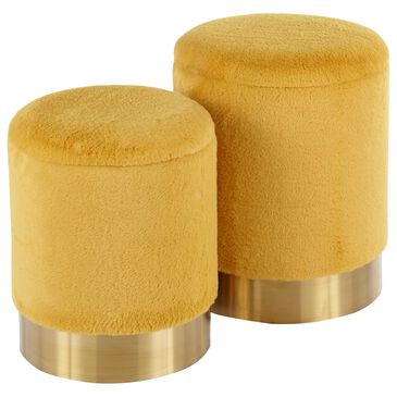 Lumisource Marla 2-Piece Nesting Ottoman Set in Yellow and Gold, , large