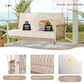HOMLUX Patio Woven Rope Swing Sofa with White Steel in Beige, , large