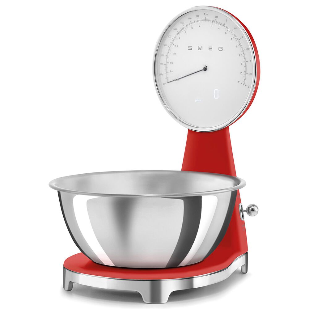 SMEG 50"s Retro Style Kitchen Scale in Red and Chrome, , large