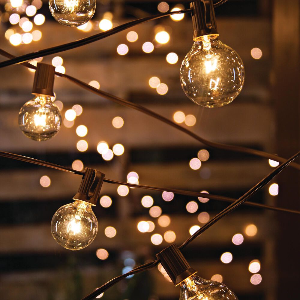 The Gerson Company 20&#39; Electric Patio String Lights with G40 Bulbs in Brown - Set of 2, , large