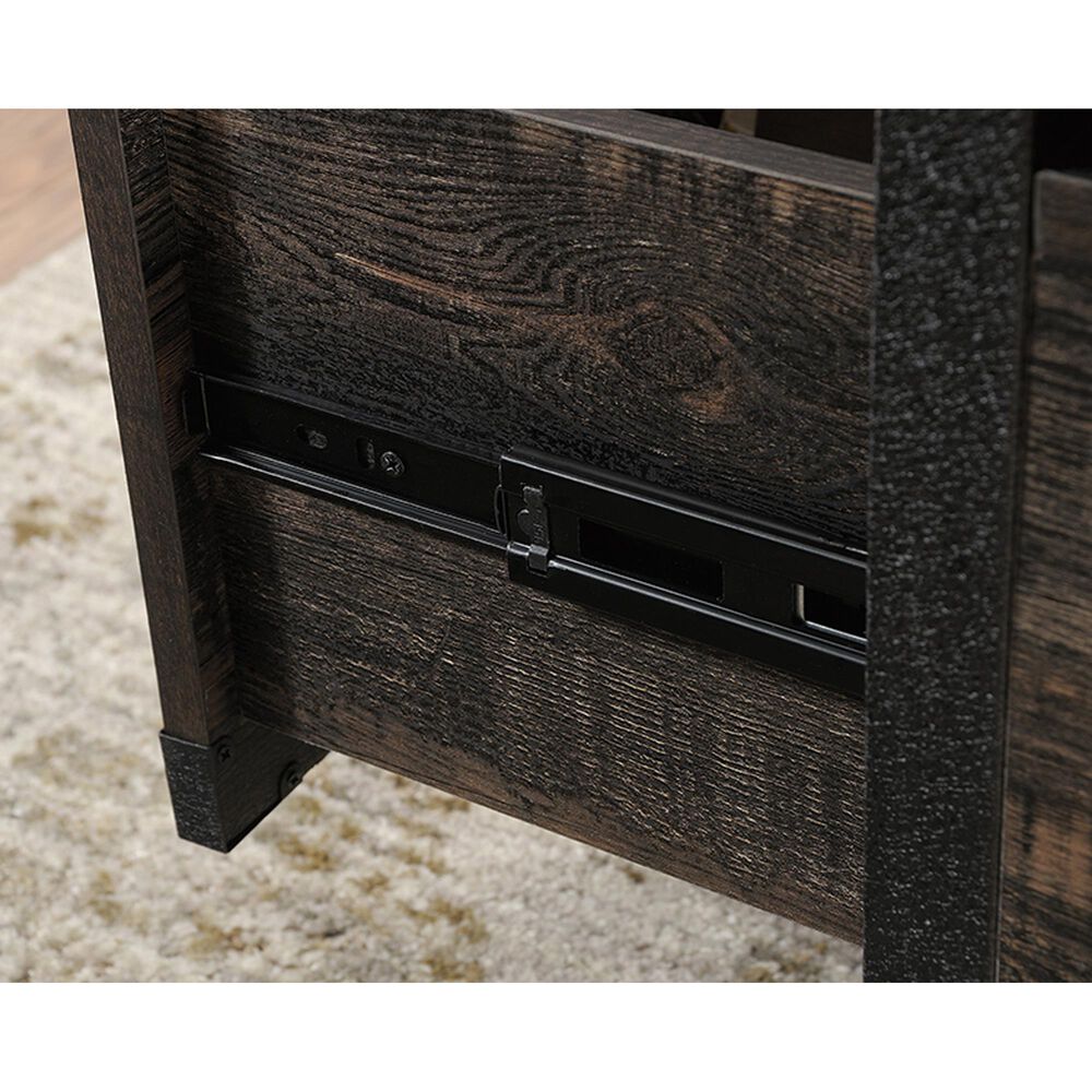 Sauder Steel River Desk in Carbon Oak and Black, , large