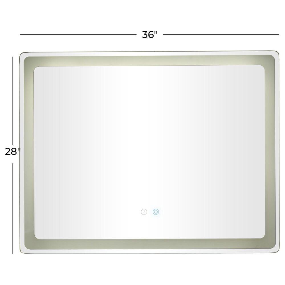 Maple and Jade 36&quot; Room Anti Fog Mirror with LED Light in Silver and White, , large