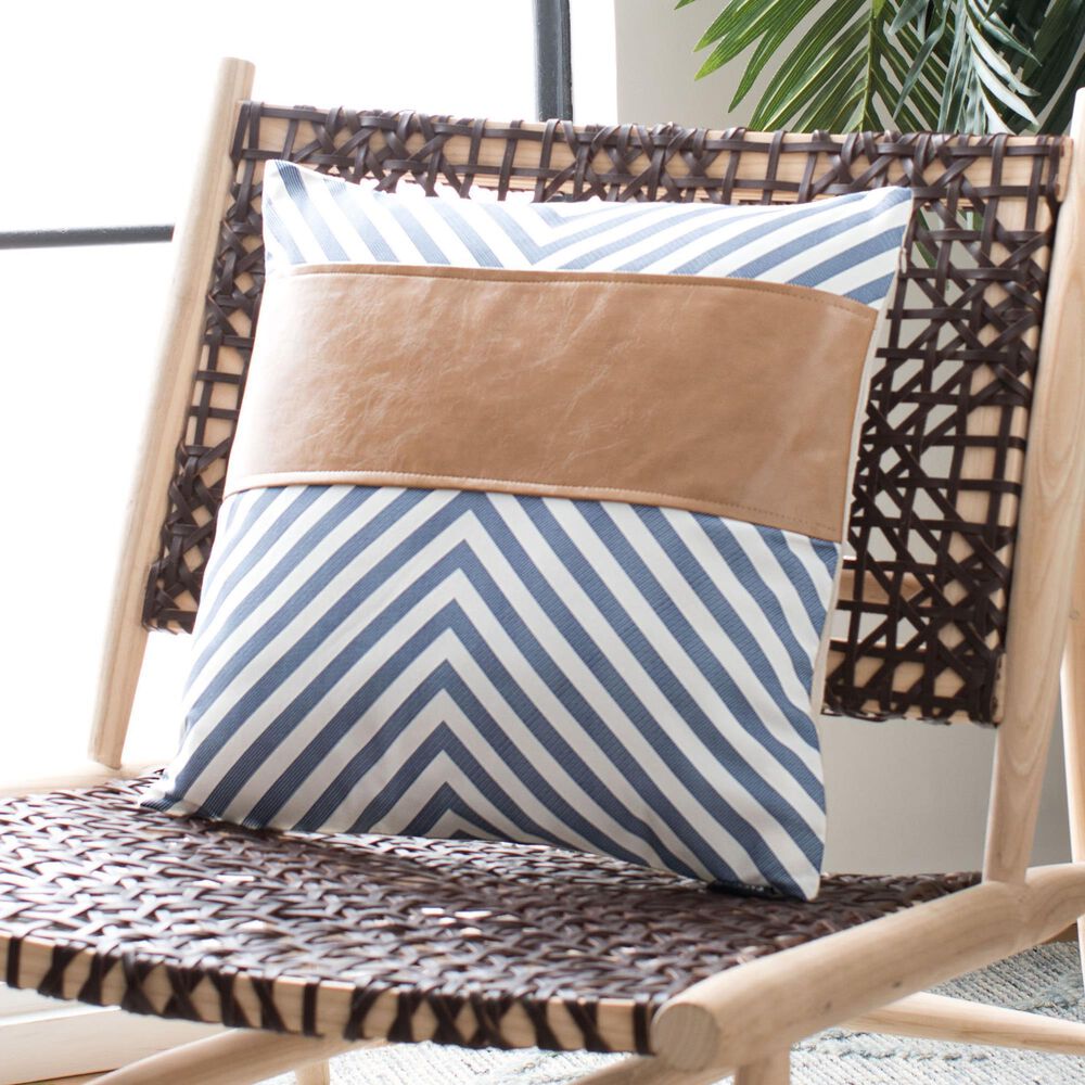 Safavieh Endra 18&quot; Pillow in Navy and White, , large