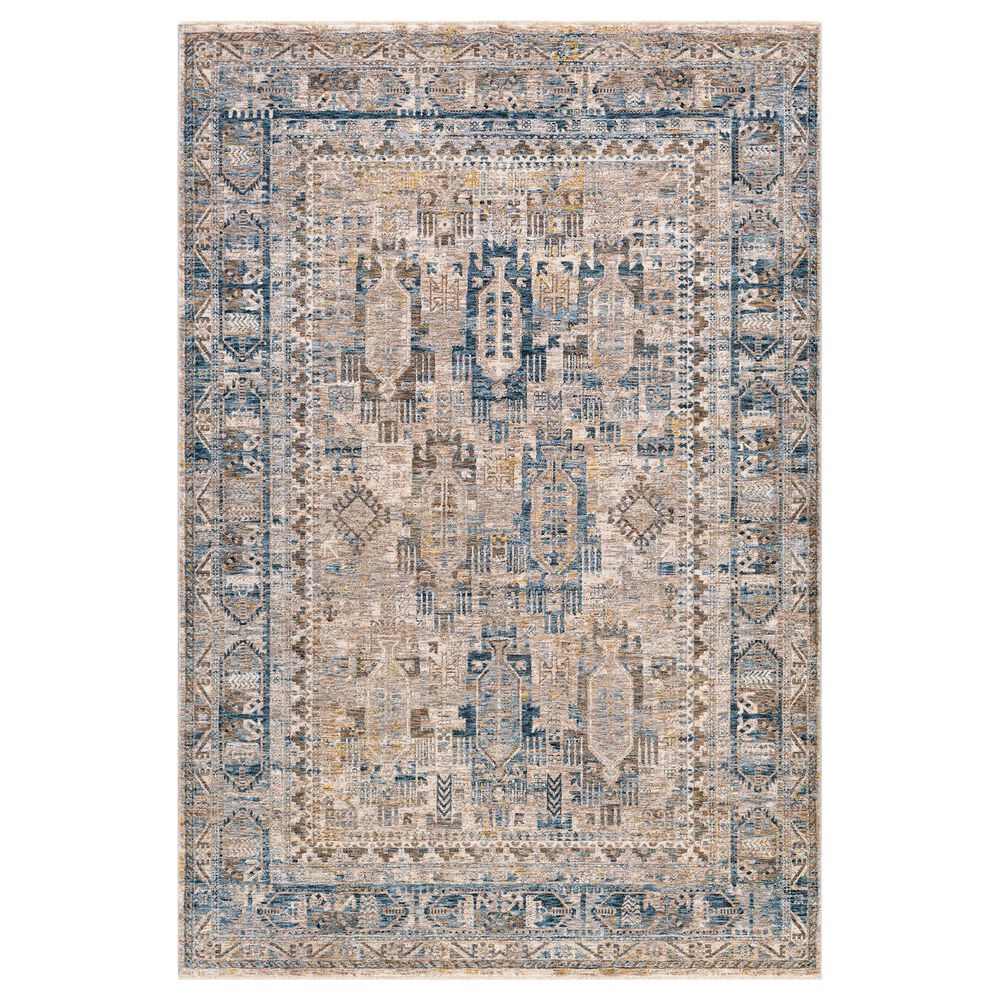 Surya Mirabel MBE-2302 6"7" x 9"6" Navy, Denim, Cream, Brown, Saffron, Taupe and Gray Area Rug, , large