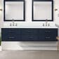 Lexora Home Castor 80" Double Bathroom Vanity in Blue with 2 cm White Cultured Marble Top and Rectangular Sinks, , large