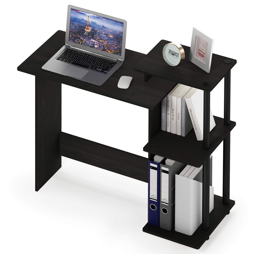 HOMLUX 40" Computer Desk with Open Side Shelves in Espresso and Black, , large