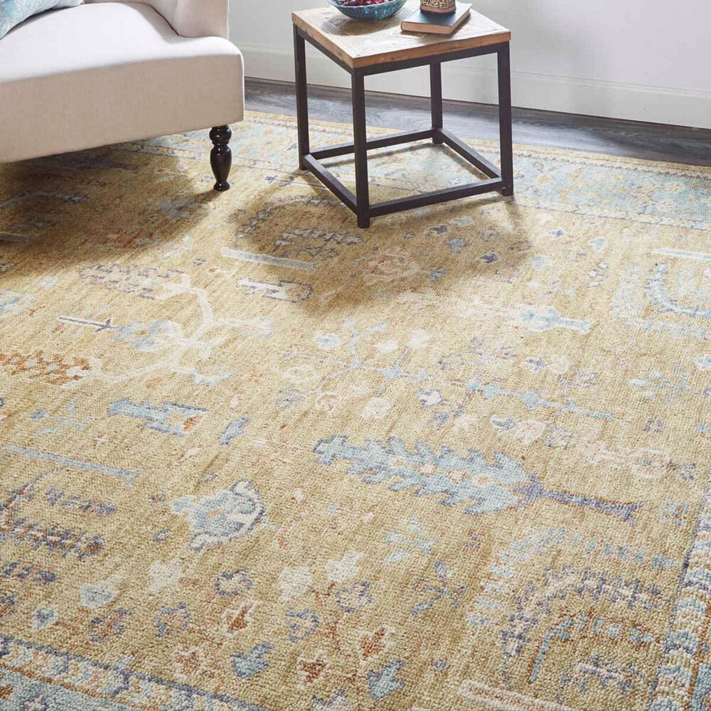 Feizy Carrington 7&#39;9&quot; x 9&#39;9&quot; Gold and Light Blue Area Rug, , large