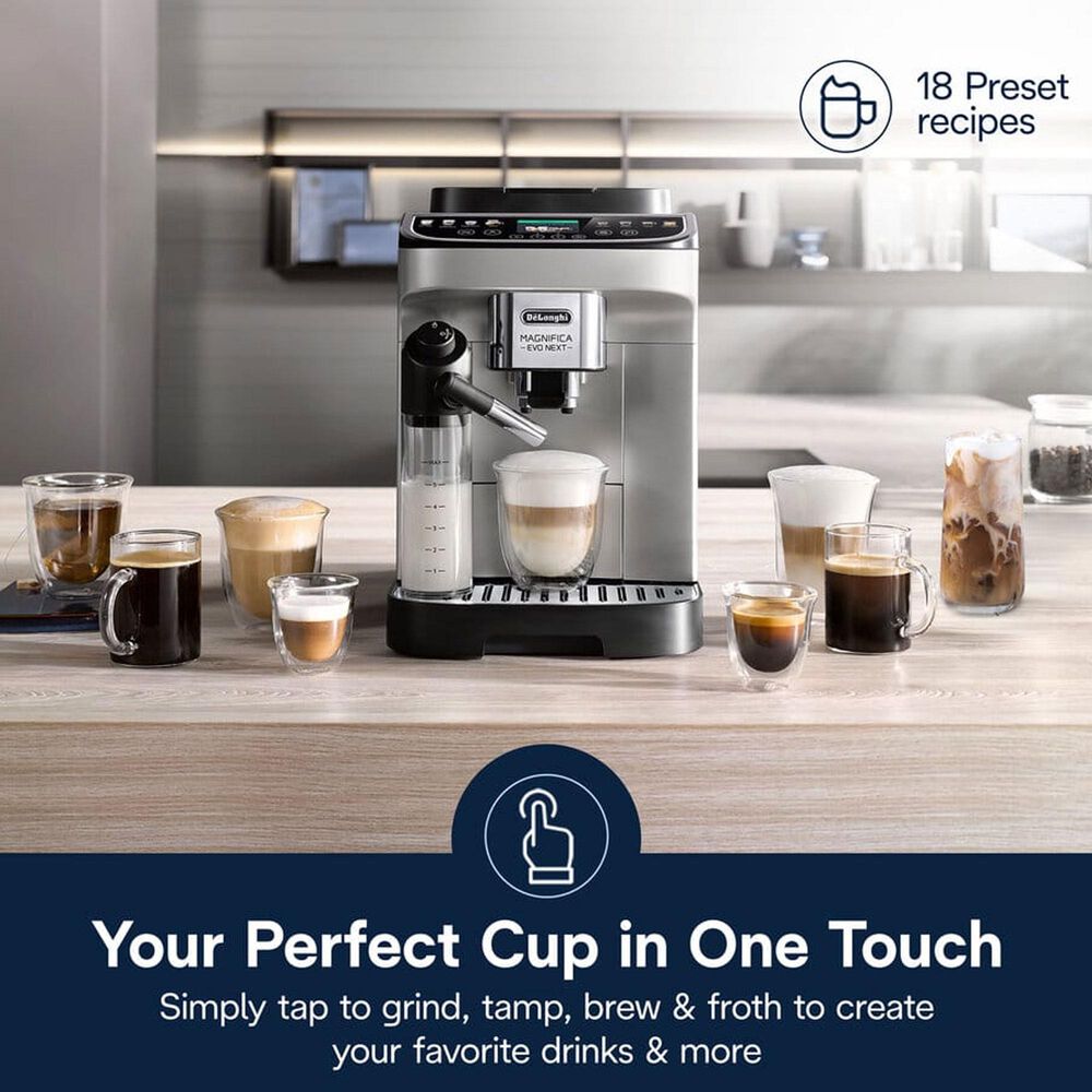 DeLonghi Magnifica Evo Next 61 Oz Espresso Machine in Silver Black, , large