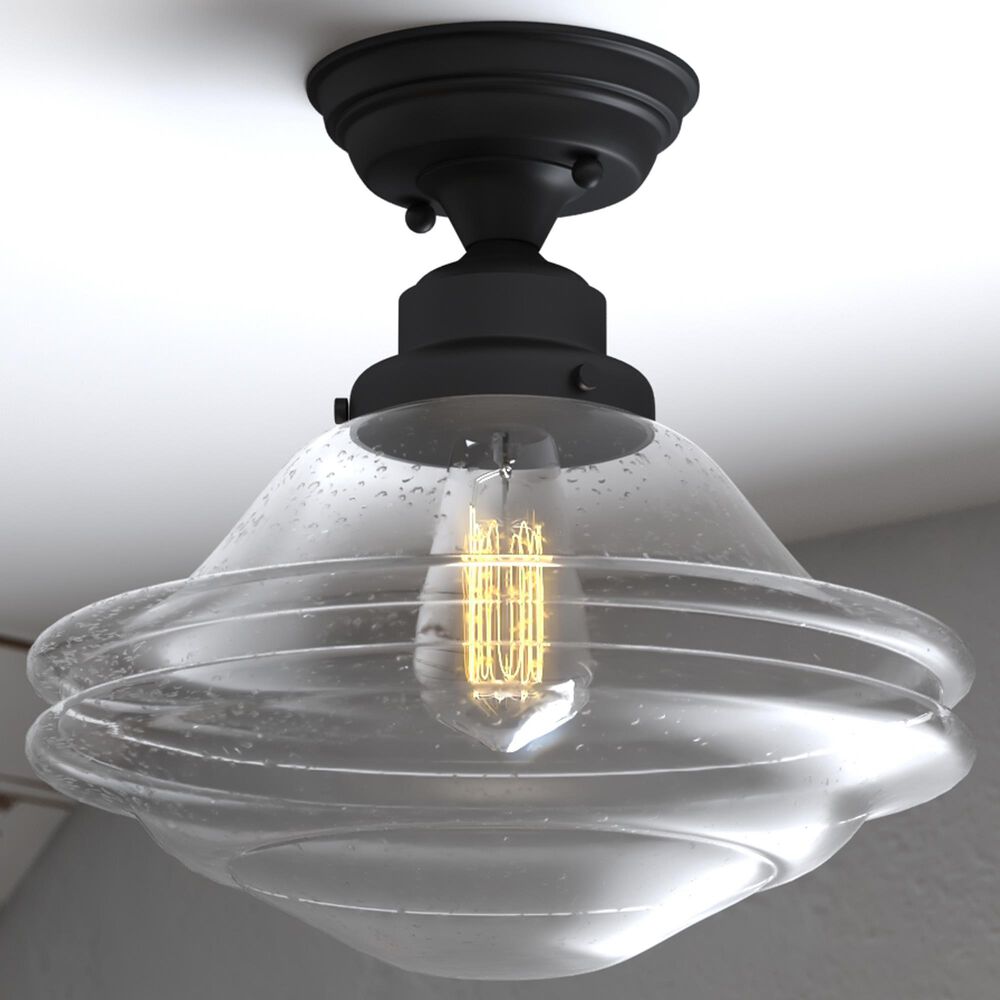 Vaxcel Huntley 12" 1-Light Semi Flush Mount with Clear Glass Shade in Oil Rubbed Bronze, , large