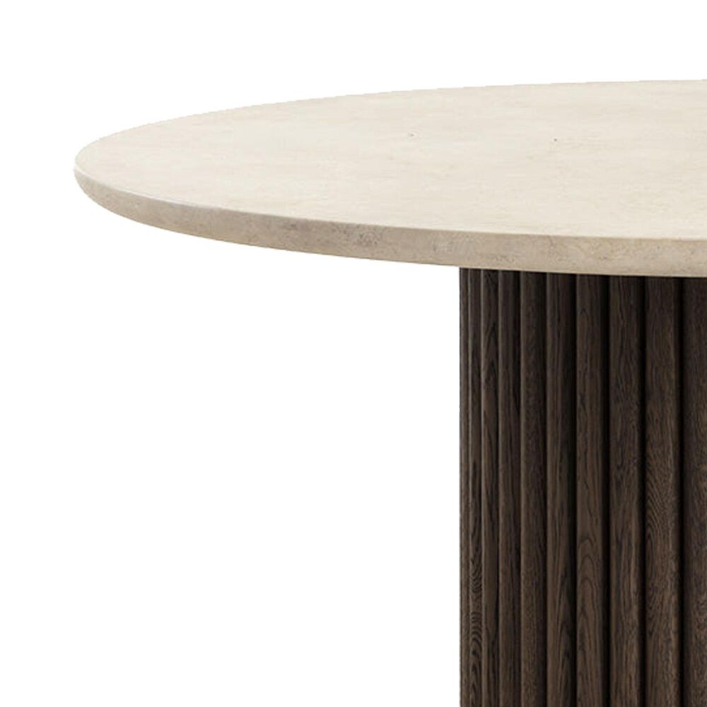 37B Banyan and Cavoli 5-Piece Round Dining Set in Cream and Dark Brown, , large