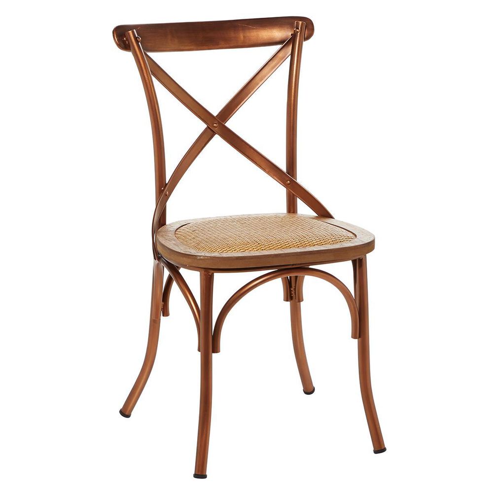 Maple and Jade Metal Dining Chair with Rattan Seat in Copper, , large