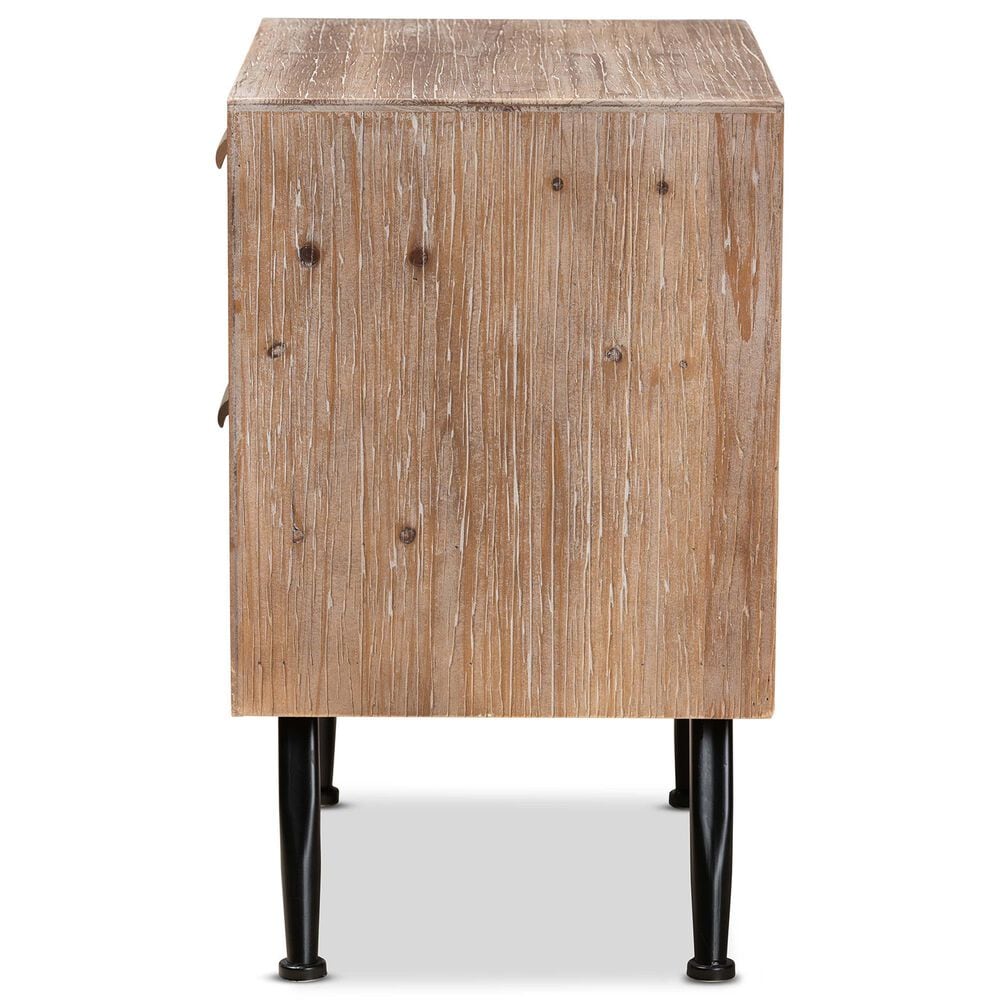 Baxton Studio Calida 2-Drawer End Table in Whitewashed Natural Brown and Black, , large