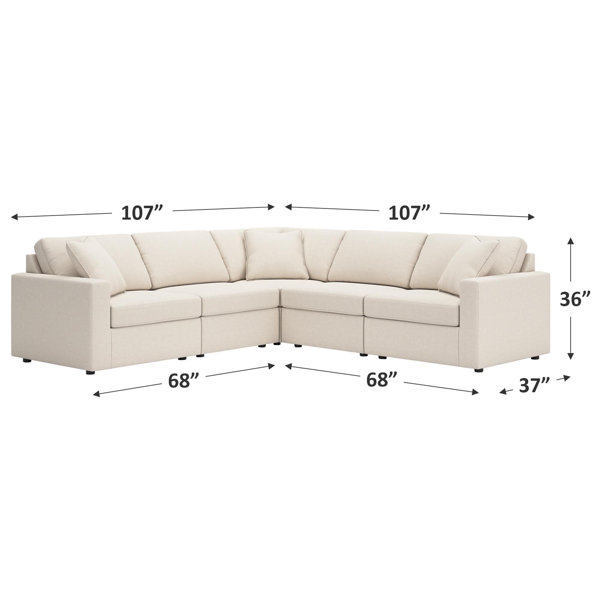 Ashley Modmax 5-Piece Sectional in Oyster with Next-Gen Nuvella