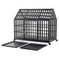 HOMLUX 52" Heavy Duty Dog Cage Pet Crate with Roof and Window on Roof in Black, , large