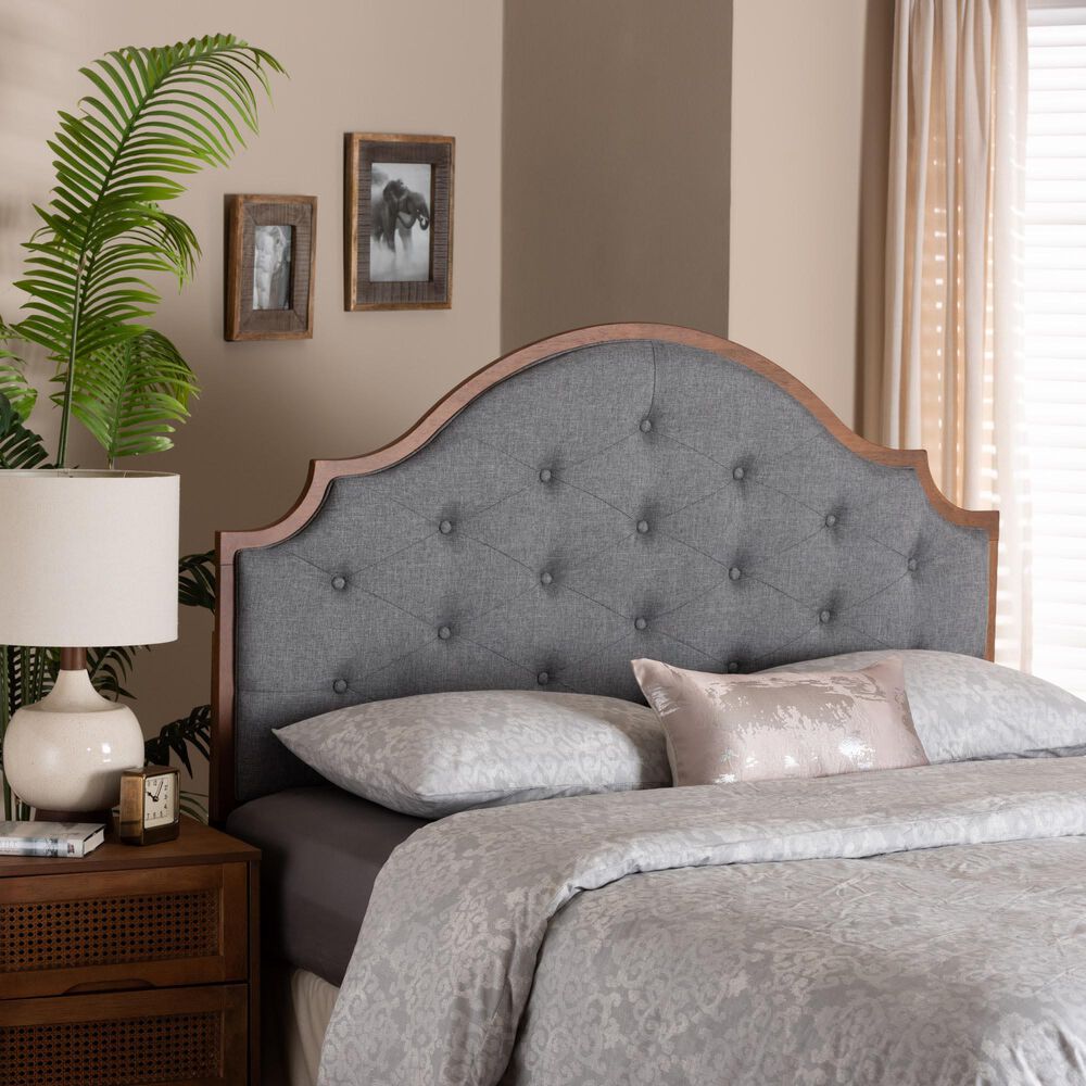 Baxton Studio Premala King Panel Headboard in Walnut Brown, , large