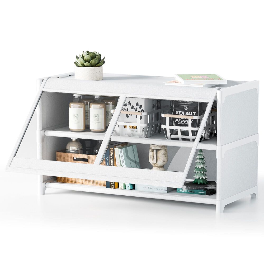 HOMLUX 3-Tier Storage Cabinet with Adjustable Shelves in White, , large
