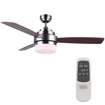 Black & Decker 52" 3-Blade Standard Ceiling Fan with Light and Remote Control in Brushed Nickle and Mahogany, , large