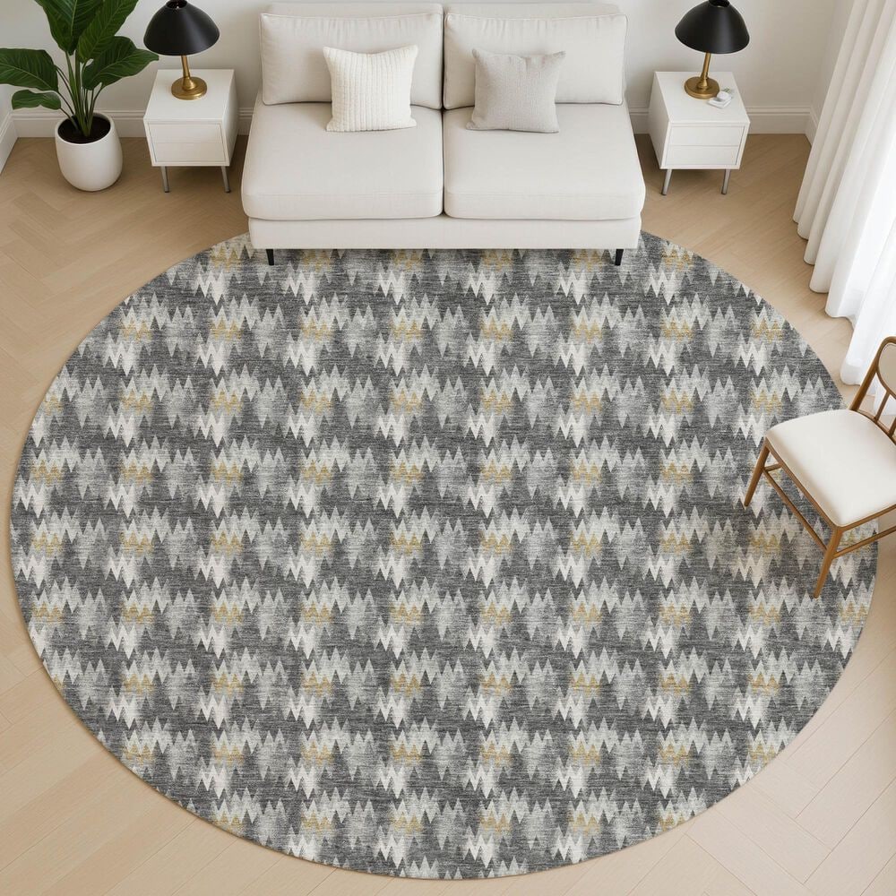 Dalyn Rug Company Soft Essentials Chevron Graphite 8' Round Area Rug, , large