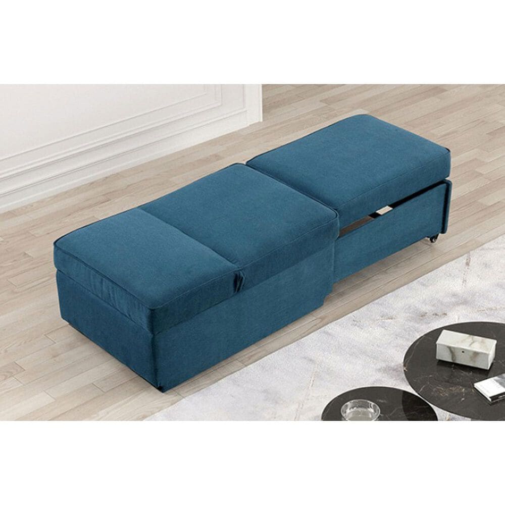 Furniture of America Woburn Convertible Chaise Lounger with Caster in Blue, , large