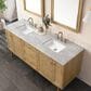 James Martin Vanities Laurent 72" Double Bathroom Vanity in Light Natural Oak with 3 cm Eternal Jasmine Pearl Silestone Top, Rectangular Sinks and FreePower Wireless Charger, , large